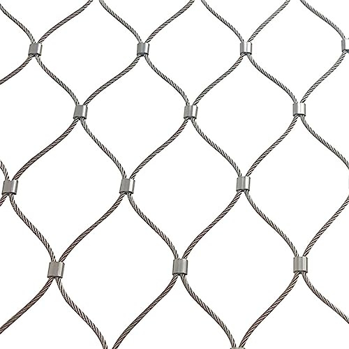 Rostfritt stål djursäkerhetsgrind 2 mm tjock, 5 cm nät, 2 x 8 m, robust husdjursborr för trappor, utomhus trädgårdsstaket, djurskydd