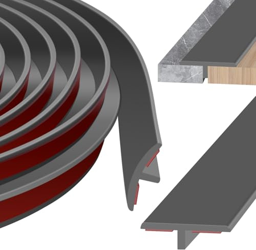 Barre de Seuil en T Transition Sol Autocollant 100cm x 2cm Baguettes de Finition en T Pour Seuil Ou Jonction Parquet Carrelage C'est Idéal(Gris, 100cm*2cm)