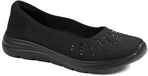 Pavers Wide Fit Memory Foam Sporty Pumps - Black Size 7