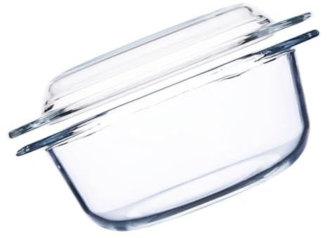 CHICAMPERA Olla para Microondas y Horno 1L de Vidrio Resistente Tapa, Apta para Sopa, Fácil Limpieza y Uso Seguro, Diseñada para Cocinar al Vapor y Conservar Alimentos