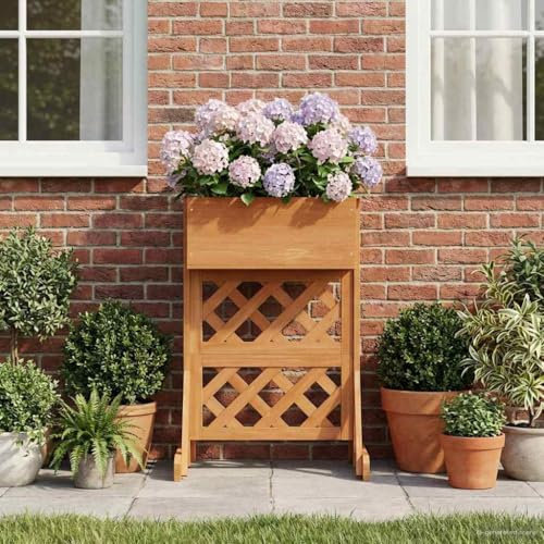 sephironlbb Recinzione verticale da giardino arancione in legno di abete massiccio, 48 x 30 x 70,5 cm, con fioriera rialzata e robusto traliccio per balcone, terrazza, giardino, uso esterno