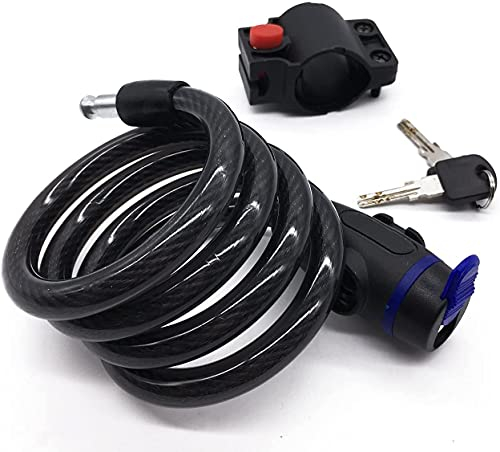 Maveek Bike Lock 1.2M (4-Feet) Steel Coiled Cable Lock with Intergrated Key Lock for Bicycle Outdoors (1M Cable Lock)