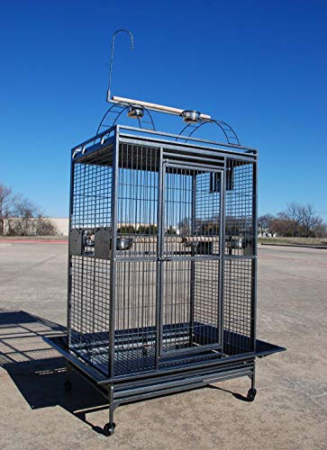 XX-Large 32 x 23 x 66H Double Walk Ladders Open Play Top Wrought Iron Bird Parrot Parttot Finch Macaw Cockatoo Cage, Include Seed Guard and Toy Hook