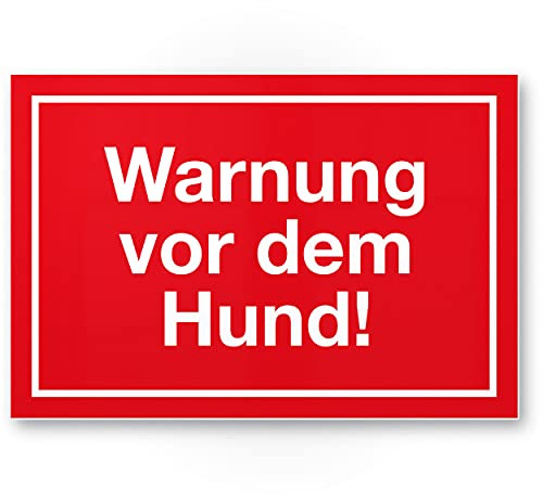 Komma Security Warnung vor dem Hund Schild - 30 x 20 cm Hinweisschild wetterfest Hundeschild Gartentor Einfahrtstor die Haustür Türschild Abschreckung Warnschild Einbruchschutz