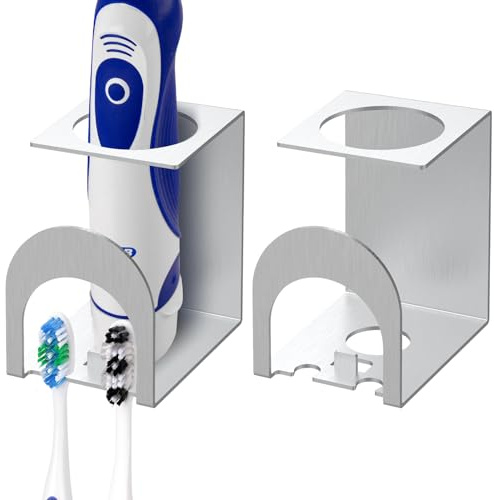 Linkidea 2er-Pack Wandhalterung für elektrische Zahnbürsten, Edelstahl, 3-in-1-Halterung für Zahnbürste und Zahnpastabecher, Selbstklebender Organizer für Badezimmer und Dusche