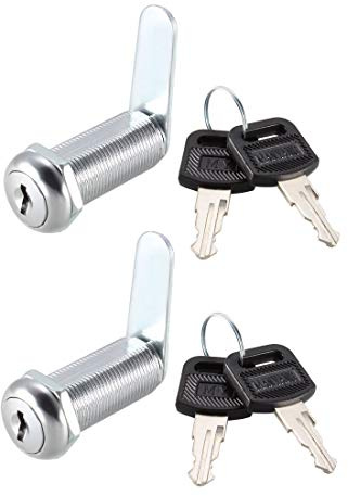 sourcing map Cam Lock 1-1/2 Cylinder Long Cabinet Locks with No.3 Cam, Fits for 1-3/8 Max Thickness Panel Keyed Different 2Pcs