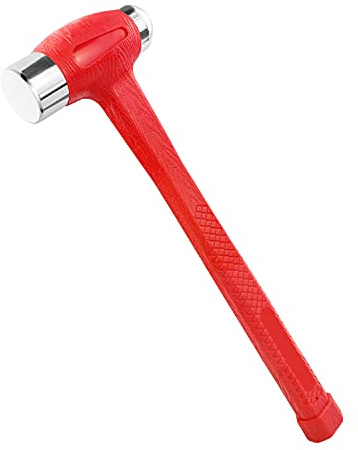 YIYITOOLS 24 oz Dead Blow Hammer Dual Head Ball Peen Blow Striking Flat Pein Non-Slip Handle,1.5 LB Orange (YY-7-001)