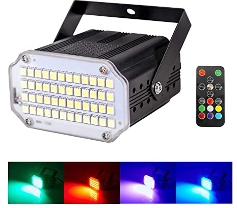 48 Led RGB Multicolore Strobo Discoteca Luce Stroboscopica con Telecomando per Casa, Mini Led Strobe Lights Luci Stroboscopiche per Festa, Lampada Stroboscopica Discoteca Intermittenza Stroboscopio