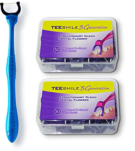 T.Smile Evolutionära tandtråd, kit med påfyllningar plus långt handtag (1 handtag + 100 påfyllningar)