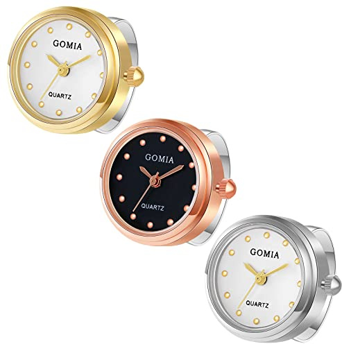 Avaner Ringuhr Fingeruhr mit Rundes Gehäuse Punkt Skala Zifferblatt Verstellbarer Ring 3ATM Wasserdicht Ring Uhr Finger Uhr ALS GESHCNEKE für Damen