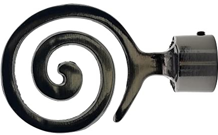 GIRASOLE HOME® Spirale für Gardinenstange mit einem Durchmesser von 18-20 mm, 2 Stück aus Aluminium (Nickel schwarz)