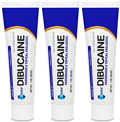 (3 Pack) Globe Dibucaine 1% Hemorrhoid Treatment Ointment - 1 Oz Rapid Numbing Relief, Hemorrhoid Treatment from Itch and Burn