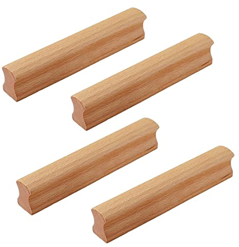 HY HUIJUN Holzgriffe Küchenschränke, 4 Stück Holz Griffe Möbel Massiv,Türgriff Schrankgriff Schubladengriff für Tür Schubladen Schrank,Dekoration