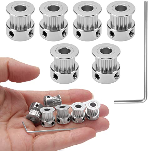 6 STÜCKE GT2 Zahnriemenscheibe 16 Zähne 5 mm Bohrung, VooGenzek Timing Riemenscheibe Aluminium Synchronrad, mit Innensechskantschlüssel, für 6mm Breite 3D-Drucker Zubehör