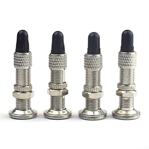 Lot de 4 valves sans chambre à air pour valves Dunlop en bois avec bouchon anti-poussière pour pneus de véhicule standard