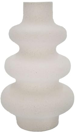 Intirilife Keramik Vase in Creme Weiß - 13 x 21.8 cm - Spiralvase Dekovase ideal für Blumen Pampasgras und Trockenblumen