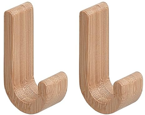 Gedy HIMALAYA Porte-serviette de bain 2 pièces, bambou, bois, naturel, 2,5 x 4,9 x 9,2 cm