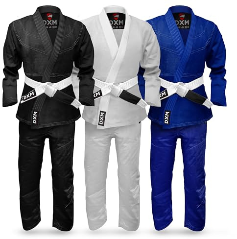 DXM SPORTS Brazilian Jiu Jitsu BJJ Kimono Gi Uniform Set für Damen und Herren - Leichter sanforisierter Stoff, Schwarz, A0