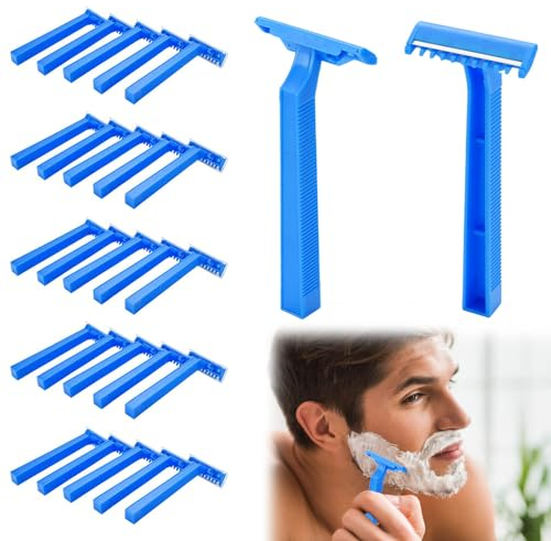 30 Stück Einmalrasierer, Sicherheitsrasierer für Männer, Rasierhobel Herren, Rasierhobel, Einwegrasierer in Blau, Safety Razor, Einmal Rasierer, Einmal-Rasierer Einschneidig, Blau