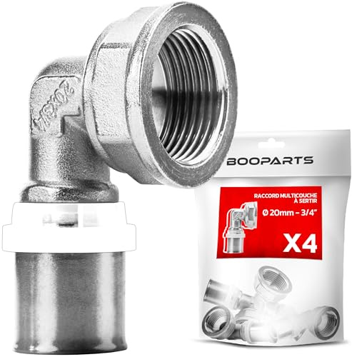 BOOPARTS – 4 Stück Pressfitting Winkel 20x2 mm x 3/4 Zoll Innengewinde TH Kontur | 90 Grad Übergangswinkel für Mehrschichtverbundrohr