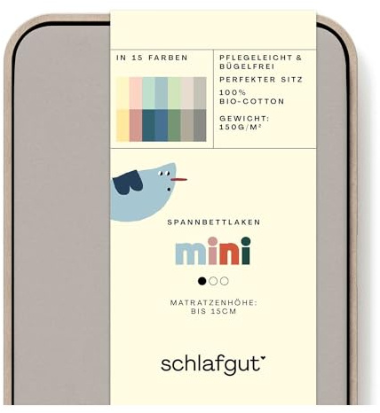 schlafgut Casual Mini Spannbettlaken 70x140 cm Bio-Baumwolle, Sand Mid | Babybett, Kinderbett Laken, Spannbetttuch 60x120 cm, Sand, 100% Bio-Baumwolle, Jersey, atmungsaktiv