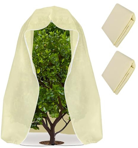 2 Pièces Housse Hivernage Palmier - 160x180cm Voile Hivernage Grande Taille - Housse Hivernale pour Plante Extérieure, Cordon de Serrage et Zipper, Résistant à la Déchirure