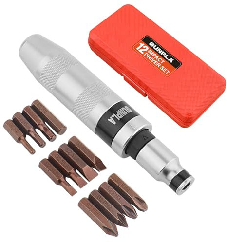 Gunpla Juego de 12 puntas de destornillador de impacto, extensión de destornilladores manuales de acero de aleación 40 CR duradera con destornillador hexagonal ranurado Phillips, adaptador de