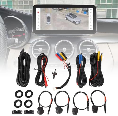 360° Car Panoramic Camera, Car Camera Right Left Front Rear Panoramic Surround View, Bird View Surround Panoramic View for Bus, Truck, SemiTrailer, Truck, RV (1080P)