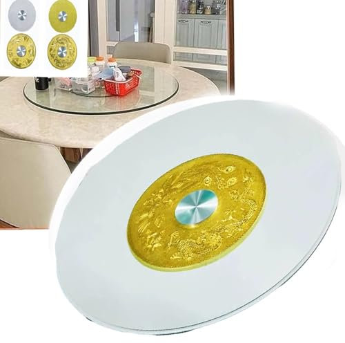 ZIUSFAC Drehplatte Aus Gehärtetem Glas Transparentes Drehteller 50cm 60cm 100cm Großer Esstisch Tablett Rotierende Servierteller Tischplatte Drehscheibe Drehtablett Für Küchen-esstisch(Dragon Phoenix,