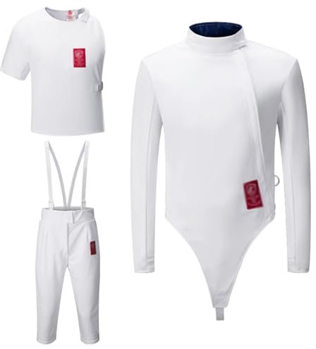 Costume D'uniforme D'escrime, Ensemble 3 Pièces for Enfants et Adultes, Gilet/pantalon/veste D'escrime, Ensemble de Gilet de Veste de Pantalon Unisexe for Sabre D'épée à Fleuret, 450N, Main Droite(38)
