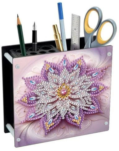 CXINLky 5D Diamond Art Painting Set di portapenne fai da te per pittura con diamanti, portapenne, regalo per forniture per ufficio, portagioie, 09 lilla, mandala