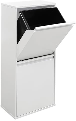 Arregui Basic CR401-B2 Cubo de Basura y Reciclaje de 2 Compartimentos | 2x23 L (46 L) | con Cubetas grandes para Envases | Cubos de Basura de Cocina | Contenedores de Reciclaje | blanco