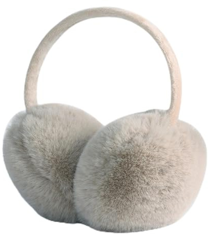 FSMILING ohrenschützer damen winter ohrenwärmer damen verstellbar plüsch ohrenwärmer schwarz fell ohrenschützer für Frauen（Khaki）