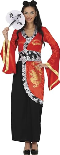FIESTAS GUIRCA | Traditionell kinesisk kostym för vuxna (42-44/L) - Klänning och bälte - Orientaliska, Geisha- och asiatiska kostymer för karneval och kostymfester - perfekt för kvinnor - röd och