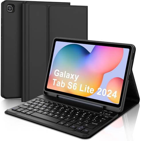 FOGARI Funda Teclado para Samsung Galaxy Tab S6 Lite 10.4 2024/2022 | Español Ñ Teclado Bluetooth para Tablet Samsung S6 Lite 10.4 2024/2022/2020, Negro