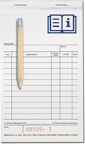 POKORNYS – Kassenblöcke 30x Quittungsblock mit Durchschlag, Stift & Gebrauchsanweisung I selbstdurchschreibend I 10x15 cm I Je Block 100 Blatt (50x Original & 50x Durchschlag) I fortlaufend nummeriert