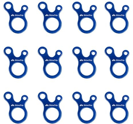 Qiantull 12 tenditori per corda da campeggio, tenda con fibbia a 3 fori, in lega di alluminio, per escursioni, colore blu
