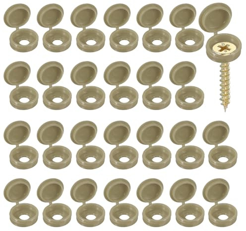 YELARXI Screw Snap Covers, M6 Plastic Hinged Screw Cover Caps Shutter Screws Fold Snap Washer - Fitting for (Windows/Railings/Home Furniture/Cabinets), 6mm & 120 Pack & Copper