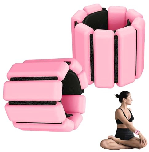 Bärbara viktmanschetter, justerbara vikter silikonarmband, 2 lb hållbara bärbara ankelvikter, ankelviktsset, silikon handledsvikter för yoga, dans, jogging (rosa)