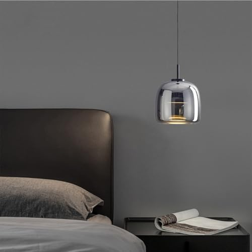 MyLjp Hängande Lampa Matbord Modern Pendellampa LED Hängande Glas Hängande Lampa Höjdjusterbar För Matbordslampa Vardagsrum Kök Och Sovrum Bar Ljuskrona(Gray,A-16cm)