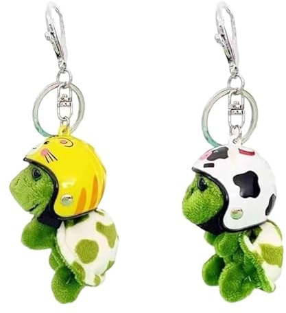 KDFSSIPE Portachiavi Tartaruga di Peluche Simpatico, Portachiavi di Tartaruga in Peluche, Portachiavis Tartaruga Casco, Bambino Ragazza Zaino Pendente Decorazione - 2PCS