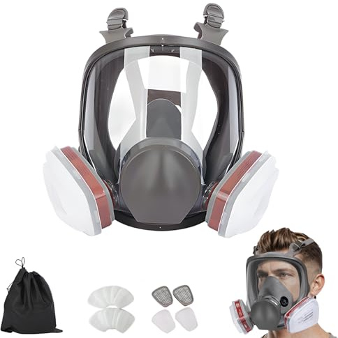 Aconite Respirator Mask with Filters, 10 Spare Dust Pads, Reusable Spray Paint Full Face Mask for Painting,Welding,Sanding,Industry,Dust and Construction Work