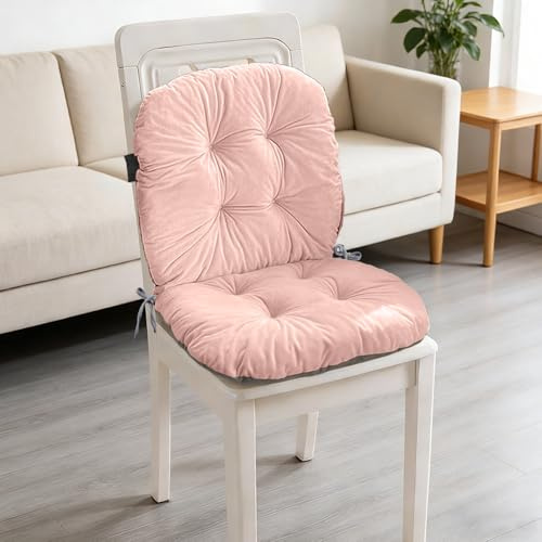 Gartenstuhl Hochlehner Auflagen 42x85cm, Extra Dicke Sitzauflagen, Schreibtischstuhl Hocker Kissen Sitzauflagen Gartenmöbel Gartenstuhlauflagen für Gartenstühle Sitzpolster Outdoor Sitzkissen (Rosa)