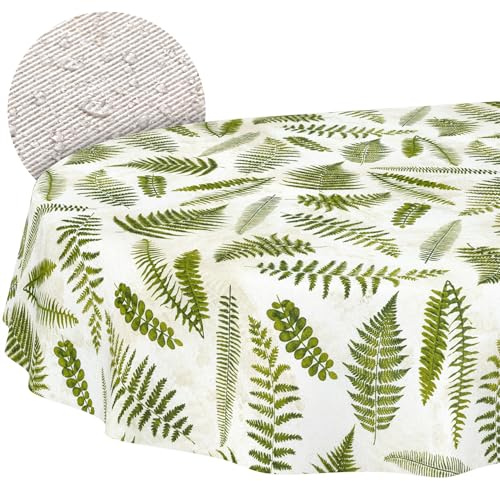 ANRO Nappe Lavable Motif fougère Ovale 200 x 140 cm – Imperméable pour l'intérieur et l'extérieur, Effet Lotus, Bord coupé