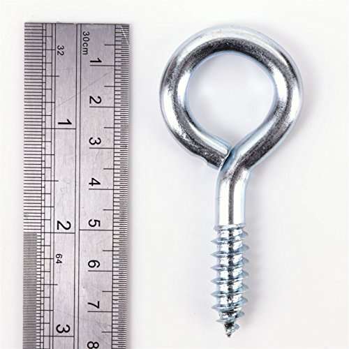 White Hinge Limited 10x Screw In Eyes Large 75mm Heavy Duty BZP Metal