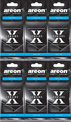 AREON X Autoduft Neuwagen New Car Neues Auto Lufterfrischer Schwarz Aufhänger Anhänger Spiegel Pappe 2D (Set Pack x 6)