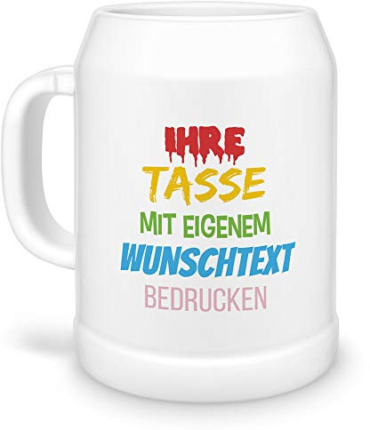 Tasse selbst gestalten/mit eigenem Text beschriften/Wunsch-Name/Spruch-Tasse/Bierkrug/Mittig gegenüber vom Henkel bedruckt