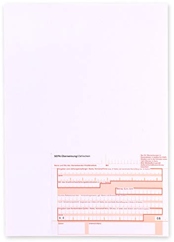 mashpaper 100 x Überweisungsträger SEPA Zahlschein ohne Quittung A4 für Drucker Bankformular