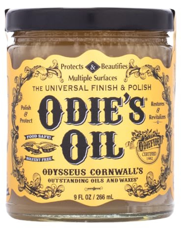 Odie's Oil - Universal Finish for Wood, Leather, Plastic, Vinyl, Metal & More - 9 Oz Jar - Waterproofs, Food Safe, Solvent Free Non-Toxic Finish