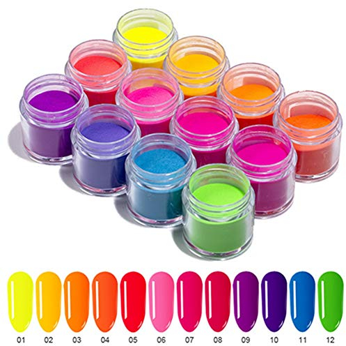 Egurs 12 Box Bunte Nagel Spiegel Pulver Set Nail Powder Glitzerpuder Nagelkunst Maniküre Kit